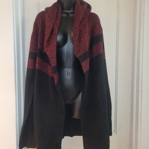 Sweet Romeo Maroon and Black Knit Cardigan